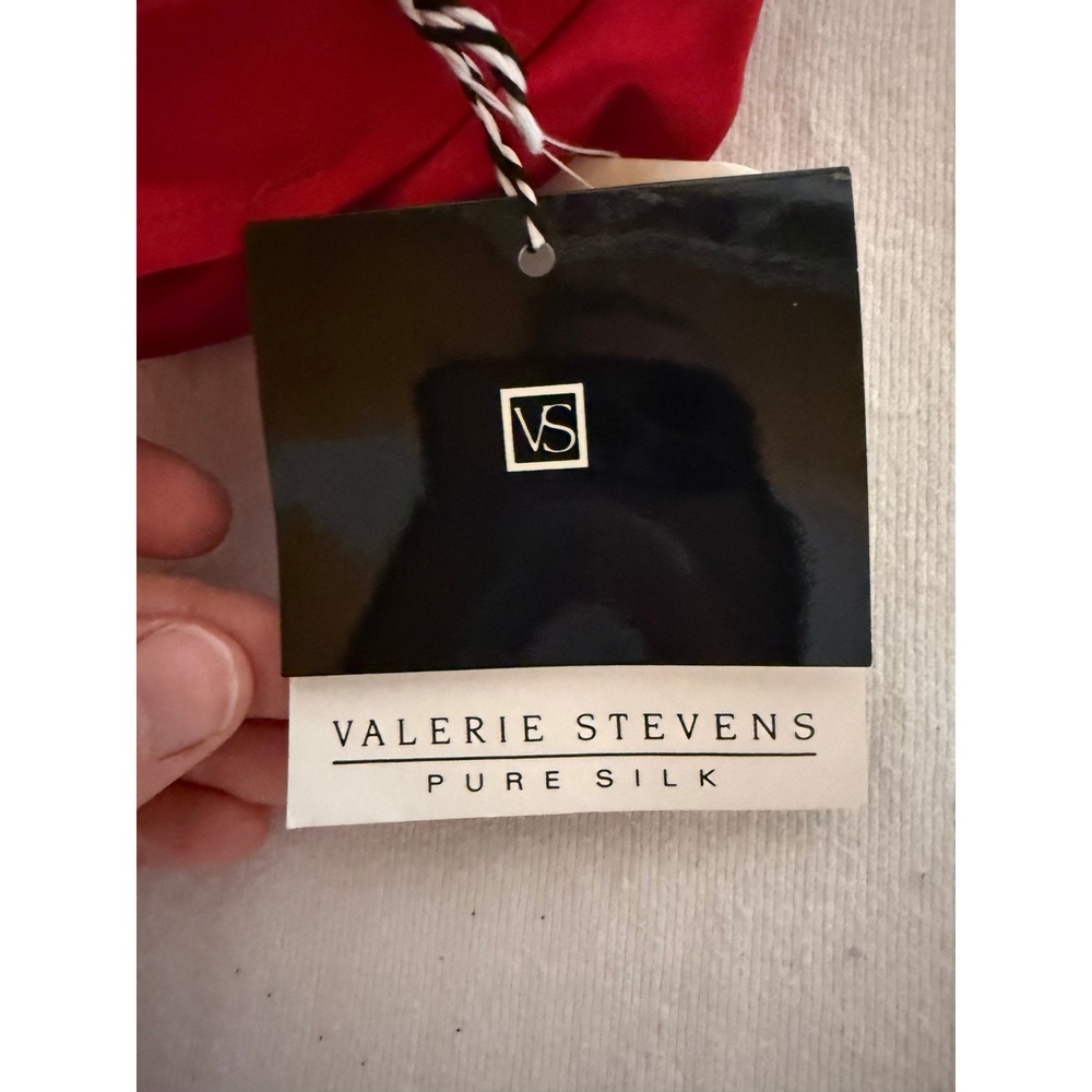 Vintage Valerie Stevens‎ Pure Silk Pajama Red 2 Piece Sleepwear NWT Petite Small - Picture 6 of 10